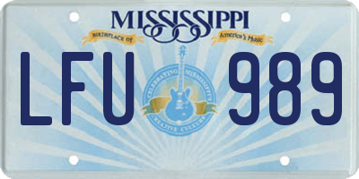 MS license plate LFU989
