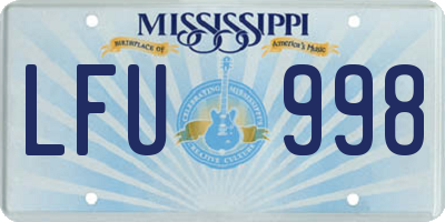 MS license plate LFU998