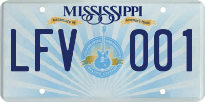 MS license plate LFV001