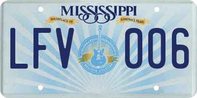 MS license plate LFV006