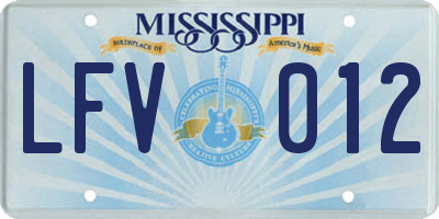 MS license plate LFV012