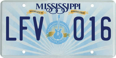 MS license plate LFV016