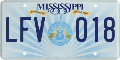 MS license plate LFV018