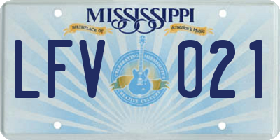 MS license plate LFV021
