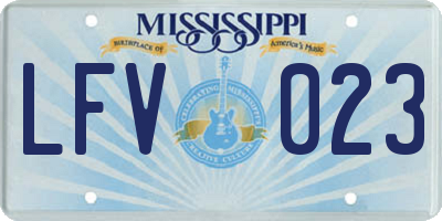 MS license plate LFV023