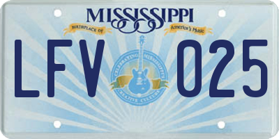 MS license plate LFV025