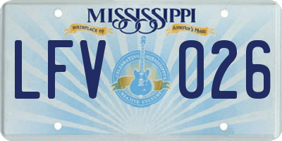MS license plate LFV026