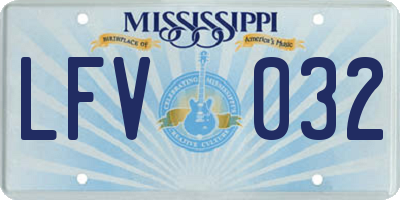 MS license plate LFV032