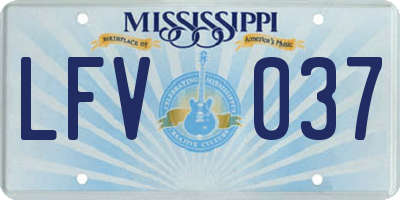 MS license plate LFV037