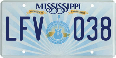 MS license plate LFV038