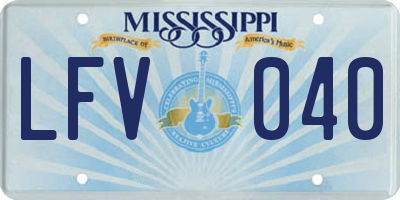 MS license plate LFV040
