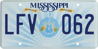 MS license plate LFV062