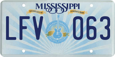 MS license plate LFV063