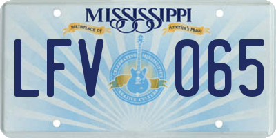 MS license plate LFV065