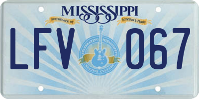 MS license plate LFV067