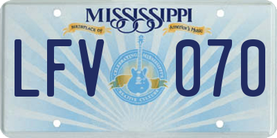 MS license plate LFV070