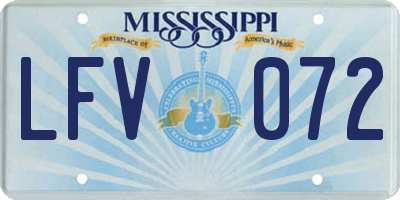 MS license plate LFV072
