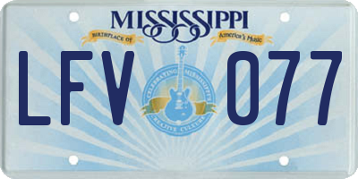 MS license plate LFV077