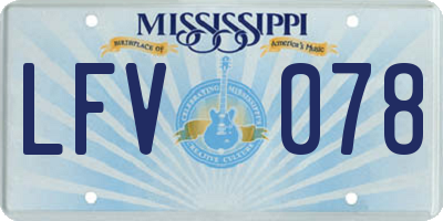 MS license plate LFV078