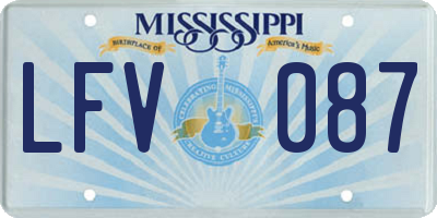 MS license plate LFV087