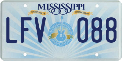 MS license plate LFV088