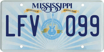 MS license plate LFV099