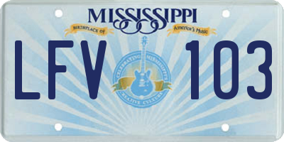 MS license plate LFV103
