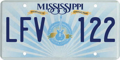 MS license plate LFV122