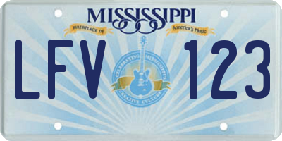 MS license plate LFV123