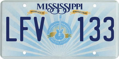 MS license plate LFV133