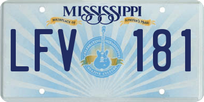 MS license plate LFV181