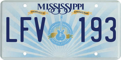 MS license plate LFV193