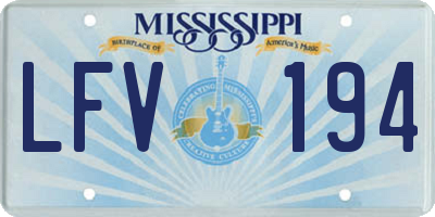 MS license plate LFV194