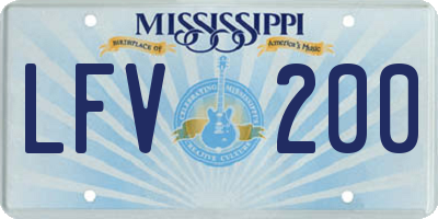 MS license plate LFV200