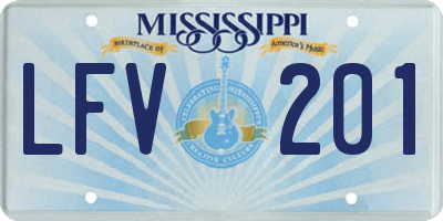 MS license plate LFV201