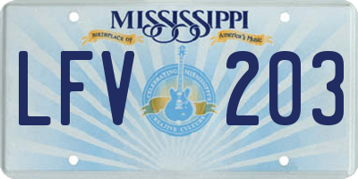 MS license plate LFV203