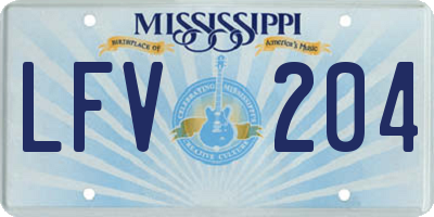 MS license plate LFV204