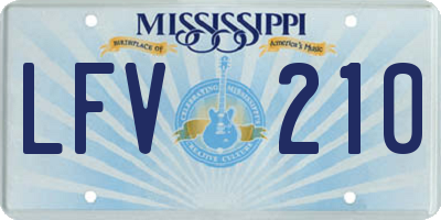 MS license plate LFV210