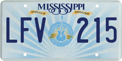 MS license plate LFV215