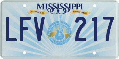 MS license plate LFV217