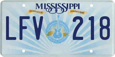 MS license plate LFV218