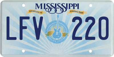 MS license plate LFV220