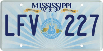 MS license plate LFV227