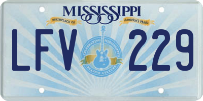 MS license plate LFV229