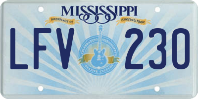 MS license plate LFV230