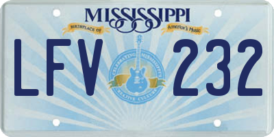 MS license plate LFV232