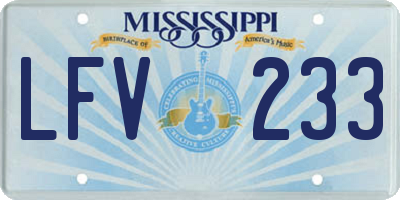 MS license plate LFV233