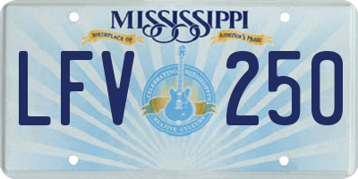 MS license plate LFV250