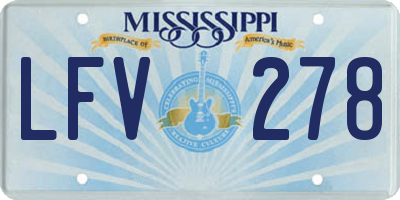 MS license plate LFV278