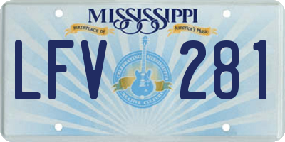 MS license plate LFV281